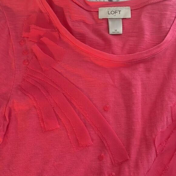 Loft‎ Pink Flower Long Sleeve T Shirt Size M - Picture 10 of 11